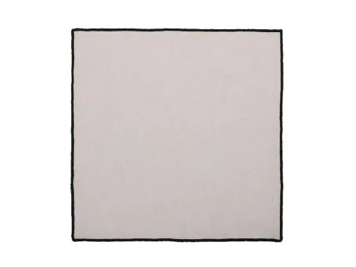 Conjunto Toalha + 4 Guardanapos De Mesa Em Linho E Algodao, Borda Preta, Taupe, 170 X 300 Cm - Borina