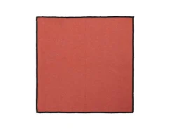 Conjunto Toalha + 4 Guardanapos De Mesa Em Linho E Algodao, Borda Preta, Terracota, 170 X 250 Cm - Borina