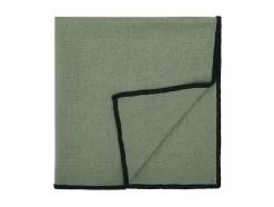Conjunto Toalha + 4 Guardanapos De Mesa Em Linho E Algodao, Borda Preta, Caqui, 170 X 250 Cm - Borina