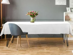 Conjunto Toalha + 4 Guardanapos De Mesa Em Linho E Algodao, Borda Preta, Branco, 170 X 300 Cm - Borina