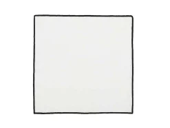 Conjunto Toalha + 4 Guardanapos De Mesa Em Linho E Algodao, Borda Preta, Branco, 170 X 300 Cm - Borina