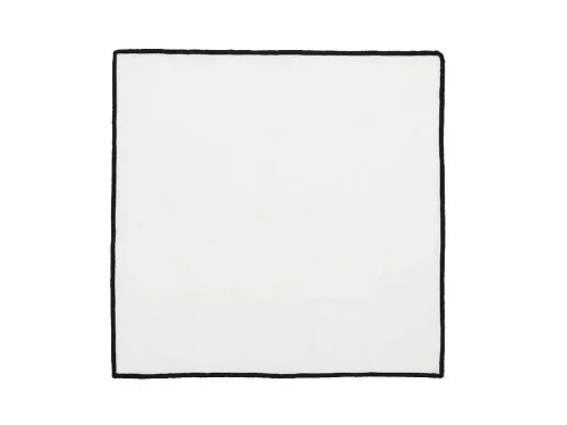 Conjunto Toalha + 4 Guardanapos De Mesa Em Linho E Algodao, Borda Preta, Branco, 170 X 300 Cm - Borina