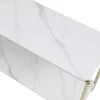 Consola Com 1 Prateleira Em Ceramica E Metal, Efeito Marmore Branco E Dourado - Madola