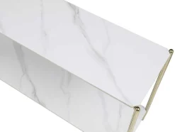 Consola Com 1 Prateleira Em Ceramica E Metal, Efeito Marmore Branco E Dourado - Madola