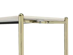Consola Com 1 Prateleira Em Ceramica E Metal, Efeito Marmore Branco E Dourado - Madola