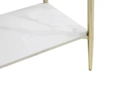 Consola Com 1 Prateleira Em Ceramica E Metal, Efeito Marmore Branco E Dourado - Madola