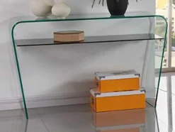 Consola Kelly - Vidro Temperado - Mesinha Preto Lacado