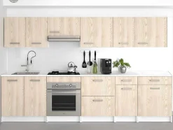 Cozinha Completa 300 Cm 10 Elementos De Arrumação Natural E Branco - Trattoria