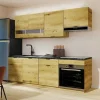 Cozinha Completa 200 Cm, 6 Elementos De Arrumação, Natural E Antracite - Carmeo