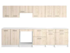 Cozinha Completa 300 Cm 10 Elementos De Arrumação Natural E Branco - Trattoria