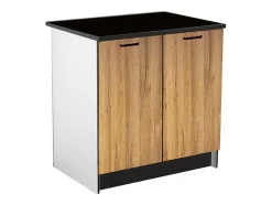 Cozinha Completa Com Bancada De Trabalho 180 Cm Natural E Preto - Trattoria