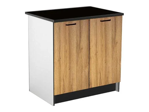 Cozinha Completa Com Bancada De Trabalho 180 Cm Natural E Preto - Trattoria