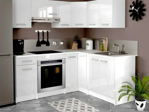 Cozinha Completa De Canto 9 Elementos De Arrumação Branco - Trattoria