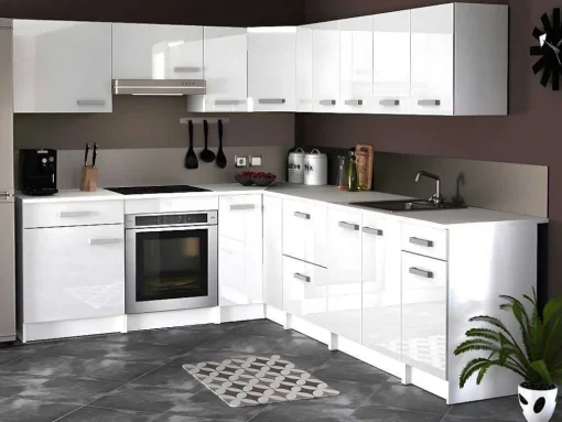 Cozinha Completa De Canto, 13 Elementos De Arrumação, Branco - Trattoria