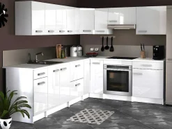 Cozinha Completa De Canto, 13 Elementos De Arrumação, Branco - Trattoria