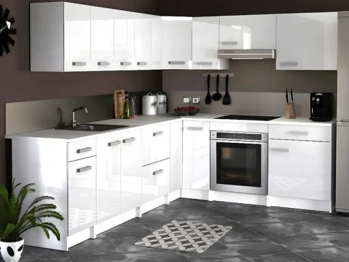 Cozinha Completa De Canto, 13 Elementos De Arrumação, Branco - Trattoria