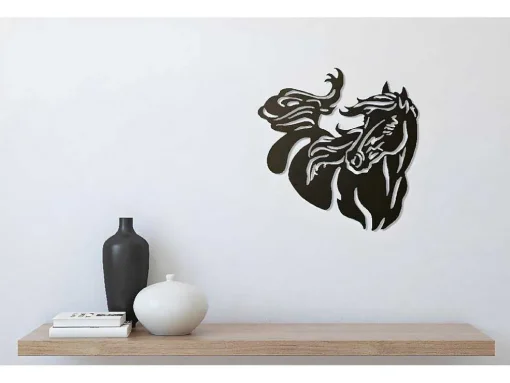 Decoração Metalica Cavalo 2, Preto, 50X1,5X50 Cm, Epikasa