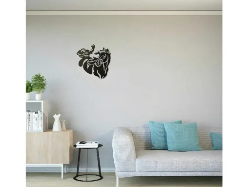 Decoração Metalica Cavalo 2, Preto, 50X1,5X50 Cm, Epikasa