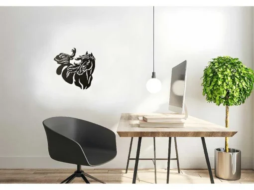 Decoração Metalica Cavalo 2, Preto, 50X1,5X50 Cm, Epikasa