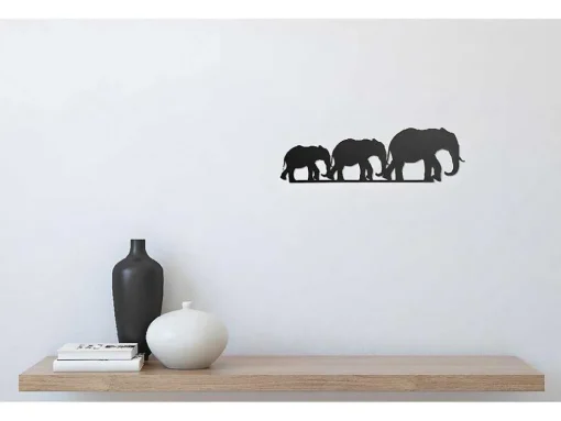 Decoração Metalica Elefante 4, Preto, 50X1,5X15 Cm, Epikasa