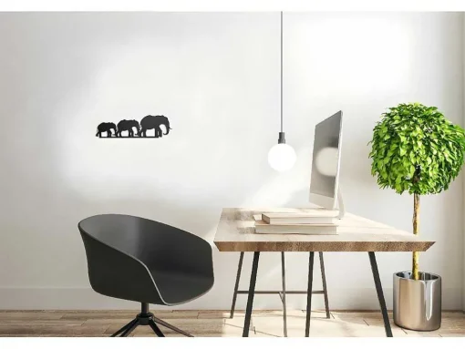 Decoração Metalica Elefante 4, Preto, 50X1,5X15 Cm, Epikasa