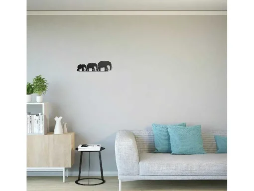 Decoração Metalica Elefante 4, Preto, 50X1,5X15 Cm, Epikasa