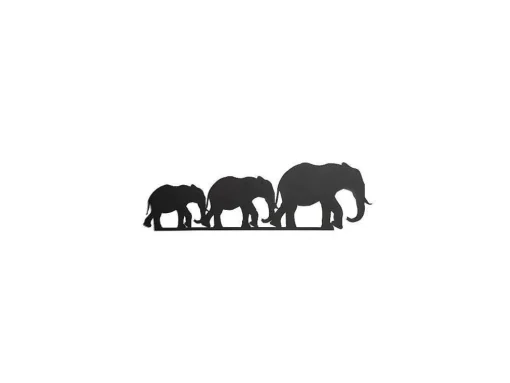 Decoração Metalica Elefante 4, Preto, 50X1,5X15 Cm, Epikasa