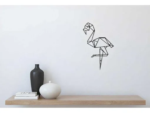 Decoração Metalica Flamingo, Preto, 31X1,5X50 Cm, Epikasa
