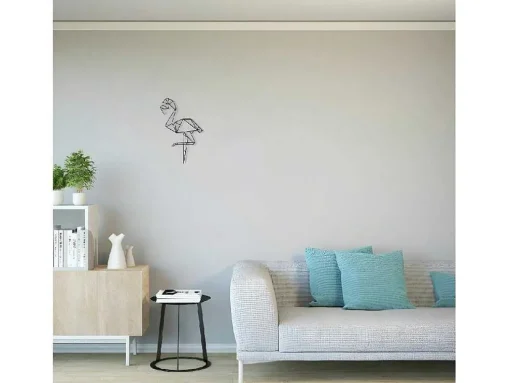 Decoração Metalica Flamingo, Preto, 31X1,5X50 Cm, Epikasa