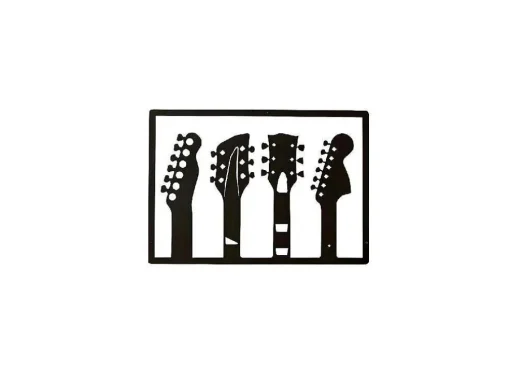 Decoração Metalica Guitarra 19, Preto, 46X1,5X32 Cm, Epikasa