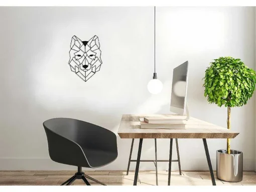 Decoração Metalica Lobo 2, Preto, 41X1,5X57 Cm, Epikasa