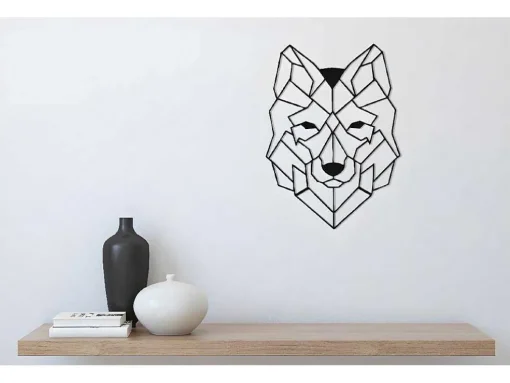 Decoração Metalica Lobo 2, Preto, 41X1,5X57 Cm, Epikasa