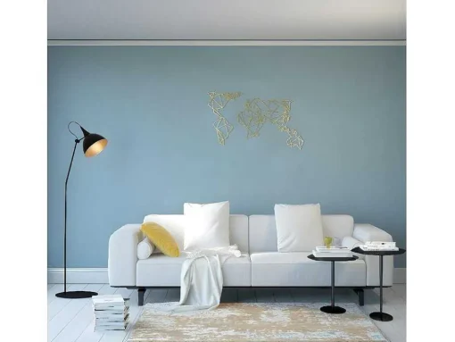 Decoração Metalica Mapa Do Mundo 18, Ouro, 100X1,5X58 Cm, Epikasa