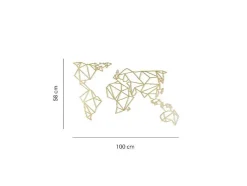 Decoração Metalica Mapa Do Mundo 18, Ouro, 100X1,5X58 Cm, Epikasa