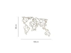 Decoração Metalica Mapa Do Mundo 17, Cobre, 100X1,5X58 Cm, Epikasa