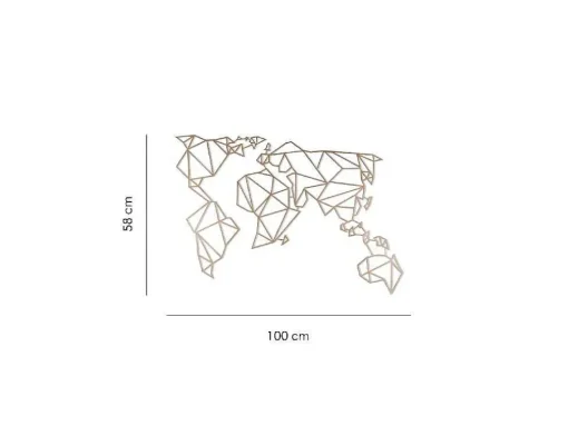 Decoração Metalica Mapa Do Mundo 17, Cobre, 100X1,5X58 Cm, Epikasa