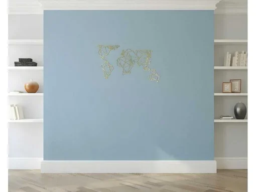 Decoração Metalica Mapa Do Mundo 18, Ouro, 100X1,5X58 Cm, Epikasa