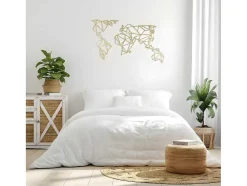 Decoração Metalica Mapa Do Mundo 18, Ouro, 100X1,5X58 Cm, Epikasa