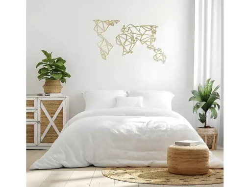 Decoração Metalica Mapa Do Mundo 18, Ouro, 100X1,5X58 Cm, Epikasa