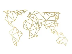 Decoração Metalica Mapa Do Mundo 18, Ouro, 100X1,5X58 Cm, Epikasa