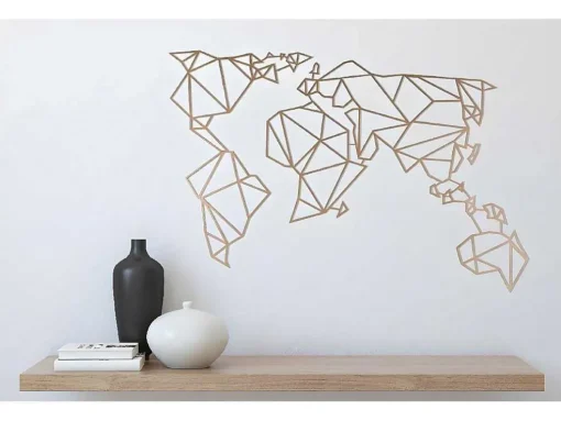 Decoração Metalica Mapa Do Mundo 17, Cobre, 100X1,5X58 Cm, Epikasa