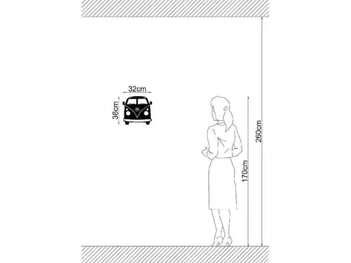 Decoração Metalica Minivan, Preto, 32X1,5X36 Cm, Epikasa