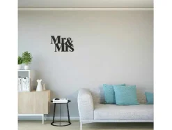 Decoração Metalica Mr And Mrs, Preto, 50X1,5X35 Cm, Epikasa