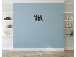 Decoração Metalica Mr And Mrs, Preto, 50X1,5X35 Cm, Epikasa