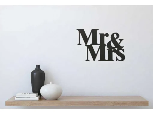Decoração Metalica Mr And Mrs, Preto, 50X1,5X35 Cm, Epikasa