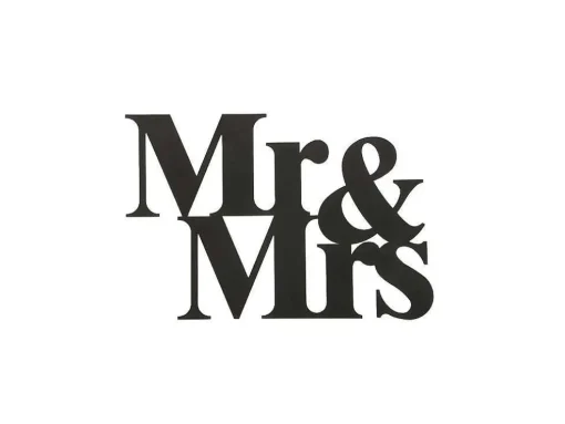 Decoração Metalica Mr And Mrs, Preto, 50X1,5X35 Cm, Epikasa