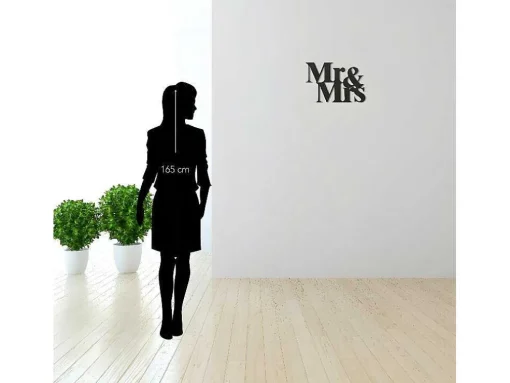 Decoração Metalica Mr And Mrs, Preto, 50X1,5X35 Cm, Epikasa