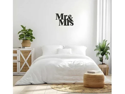 Decoração Metalica Mr And Mrs, Preto, 50X1,5X35 Cm, Epikasa