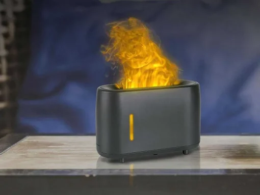Diffuseur D'Aromes A Ultrasons Avec Effet De Flamme En Noir