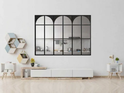 Divisória De Atelier Art Deco Em Aluminio Termolacado 180X130 Cm Preto - Arcadea